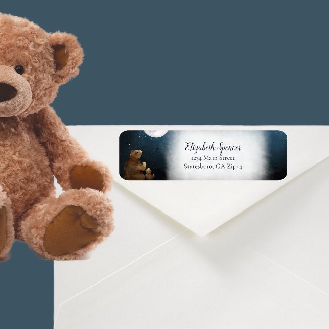 Cute Bears Over The Moon Return Address Label (Creator Uploaded)