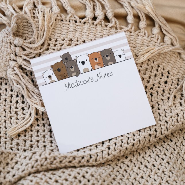 Cute Bears Personalized Post-it Notes (Creator Uploaded)