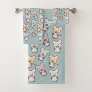 Cute Bears Sweets Snacks Confetti  Bath Towel Set