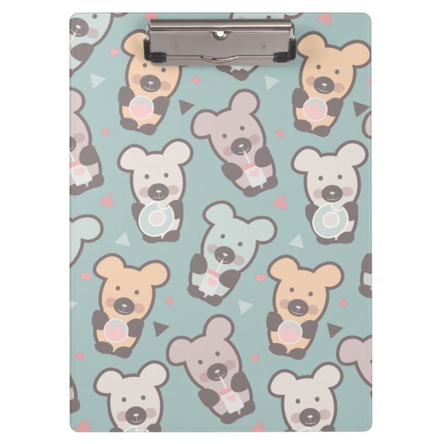 Cute Bears Sweets Snacks Confetti   Clipboard (Front)