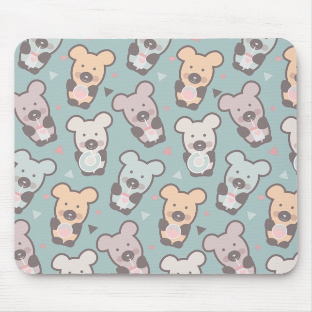 Cute Bears Sweets Snacks Confetti    Mouse Pad (Front)
