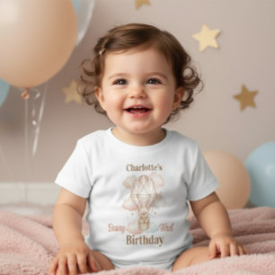 Cute Beary First Girl Birthday Baby T-Shirt