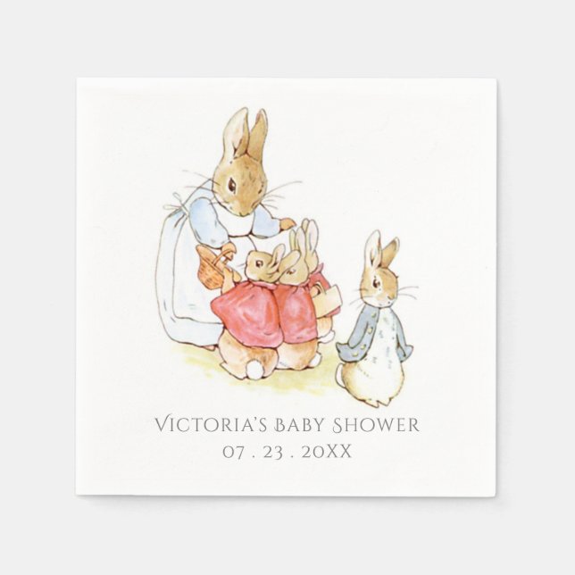 Cute Beatrix Potter Bunny Rabbit Baby Shower Napkin (Front)