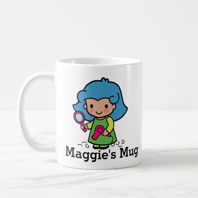 Cute Beautician/Hair Stylist with blow dryer Coffee Mug (Left)