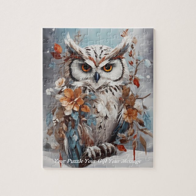 Cute Beautiful Boho Owl Jigsaw Puzzle (Vertical)