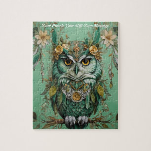 Cute Beautiful Boho Owl Jigsaw Puzzle