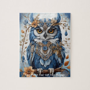 Cute Beautiful Boho Owl Jigsaw Puzzle