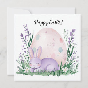 cute beautiful bunny with flowers and for Easter Card