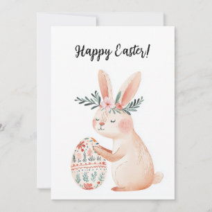 cute beautiful bunny with flowers and for Easter Holiday Card