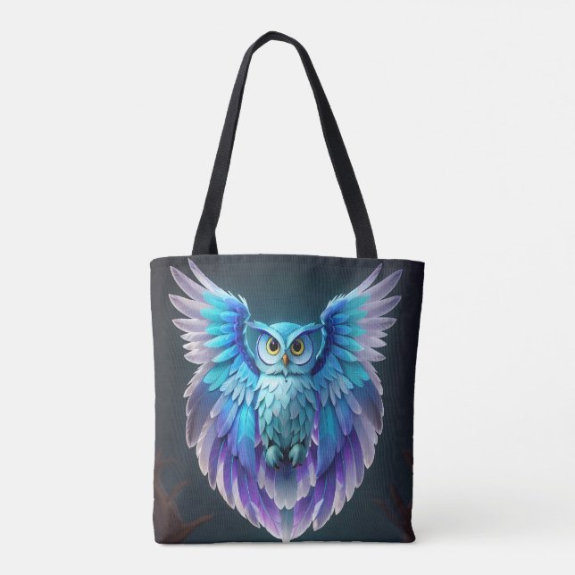 Cute Beautiful Colorful Owl Tote Bag (Back)