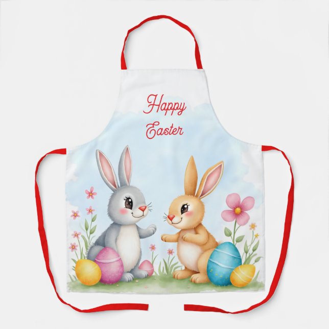 Cute Beautiful Easter Bunnies Modern Collection Apron (Front)