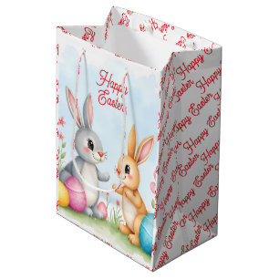 Cute Beautiful Easter Bunnies Modern Collection Medium Gift Bag