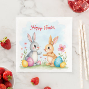 Cute Beautiful Easter Bunnies Modern Collection Napkin