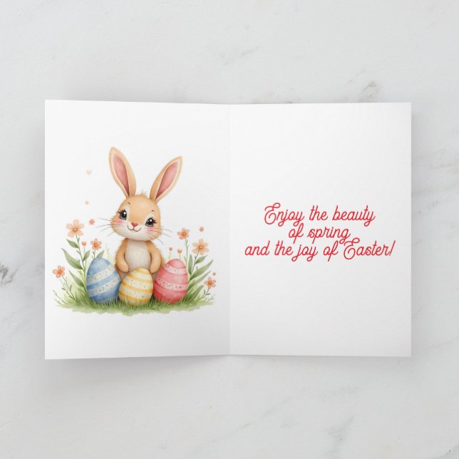 Cute Beautiful Easter Bunny Popular Collection Holiday Card (Inside)
