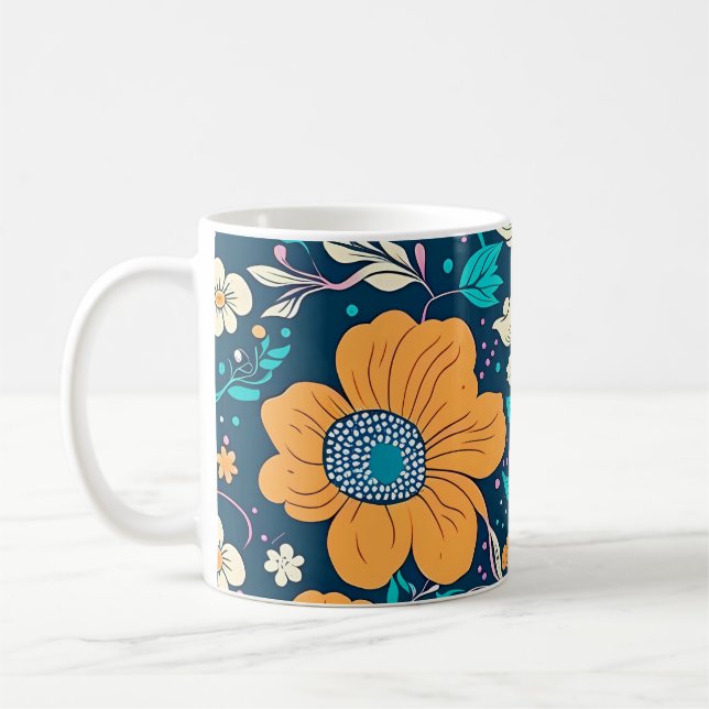 Cute Beautiful Floral And Seamless Pattern Coffee Mug (Left)