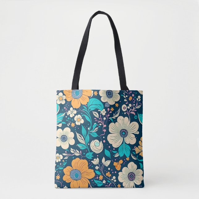 Cute Beautiful Floral And Seamless Pattern Tote Bag (Front)