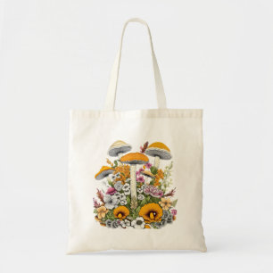 Cute Beautiful Flowers And Mushrooms Tote Bag