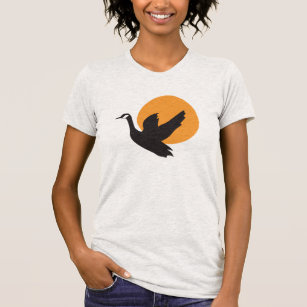 Cute Beautiful Flying Goose Bird and Sunset T-Shirt