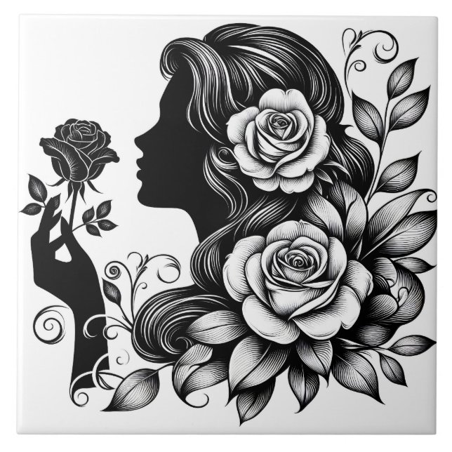 Cute Beautiful lady crafting home business  Ceramic Tile