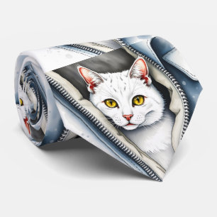 Cute Beautiful Modern Watercolor Cat Collection Tie