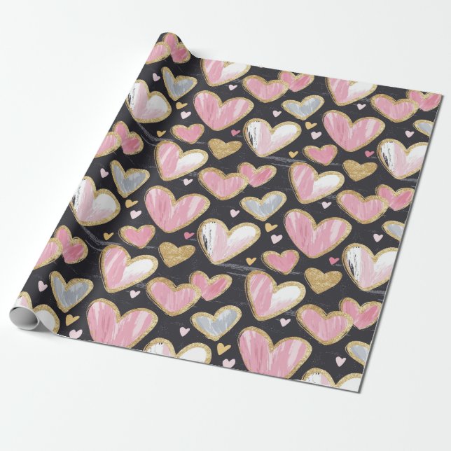 cute beautiful pattern for valentine's day  wrapping paper (Unrolled)