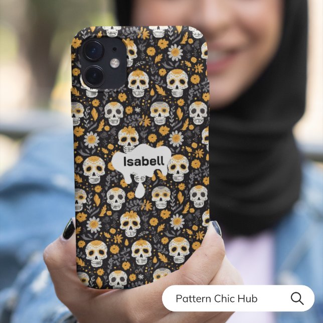 Cute Beautiful Sugar Skull Flowers Halloween  Case-Mate iPhone Case (Creator Uploaded)