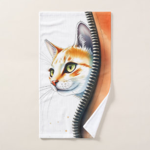 Cute Beautiful Trendy Watercolor Cat Collection Bath Towel Set