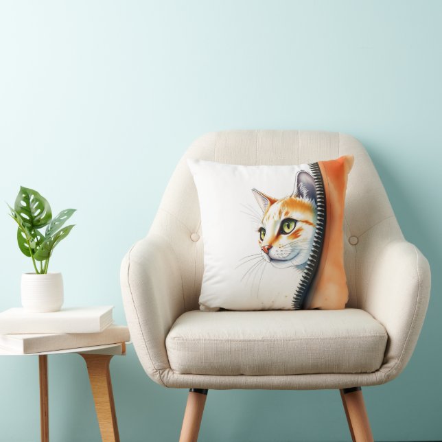 Cute Beautiful Trendy Watercolor Cat Collection Cushion (Chair)