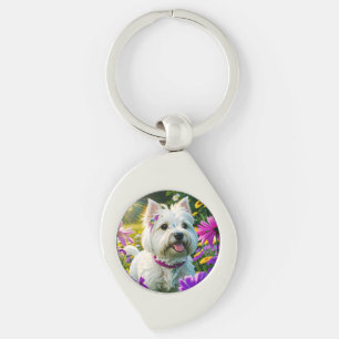 Cute Beautiful Westie Terrier Puppy Dog Two Key Ring