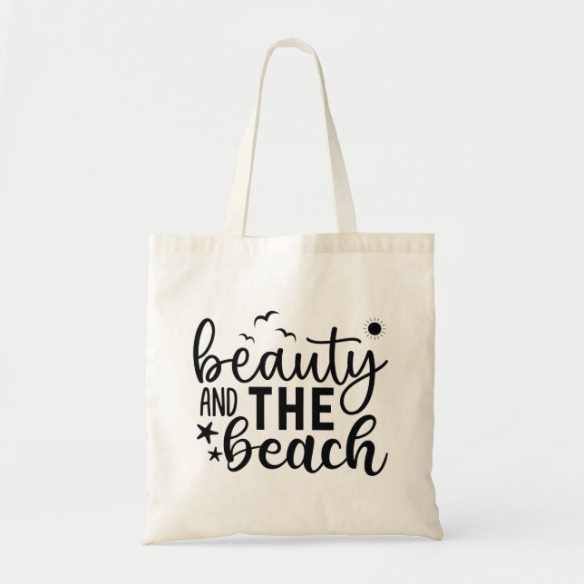 Cute Beauty & the Beach Summer Tote Bag (Front)
