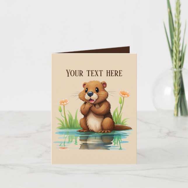 Cute beaver add text any purpose card (Front)