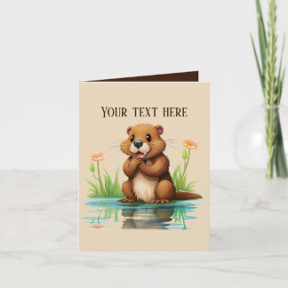 Cute beaver add text any purpose card