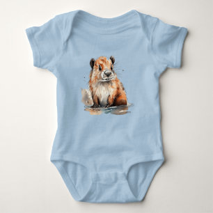 Cute Beaver   Baby Bodysuit