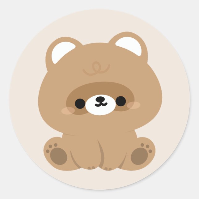 Cute Beaver Classic Round Sticker (Front)