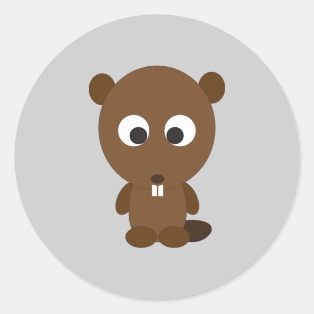 Cute Beaver Classic Round Sticker (Front)