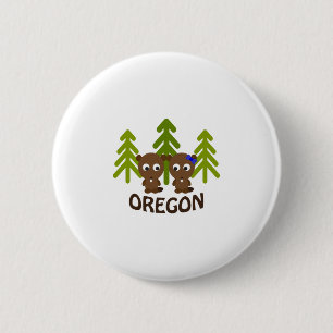 Cute Beaver Couple Oregon 6 Cm Round Badge