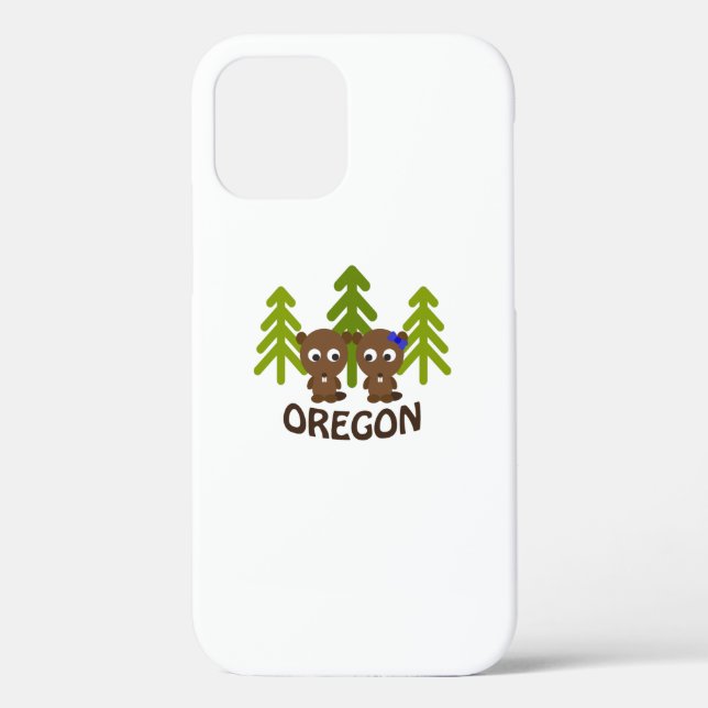 Cute Beaver Couple Oregon Case-Mate iPhone Case (Back)