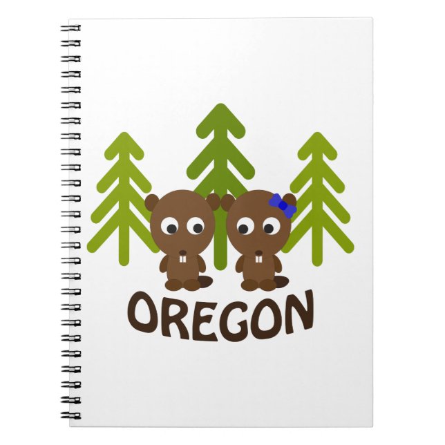 Cute Beaver Couple Oregon Notebook (Front)