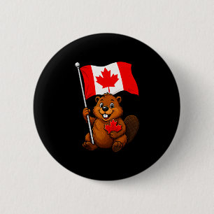 Cute beaver flag patriotic maple leaf canada day 6 cm round badge