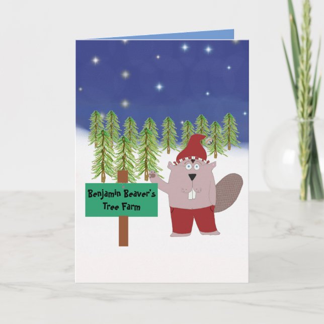 Cute Beaver Holiday Card (Front)