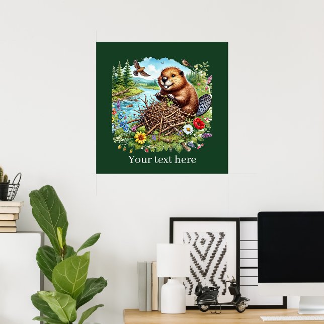 Cute beaver lovers customisable poster (Home Office)