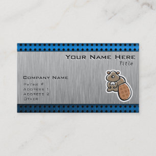 Cute Beaver; Metal-look Business Card
