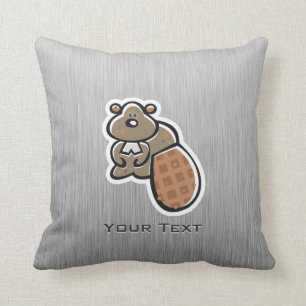 Cute Beaver; Metal-look Cushion