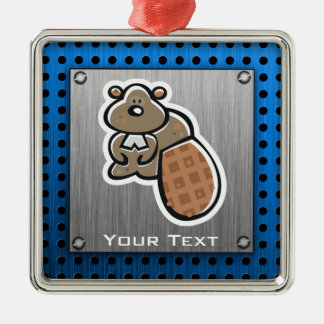 Cute Beaver; Metal-look Metal Ornament