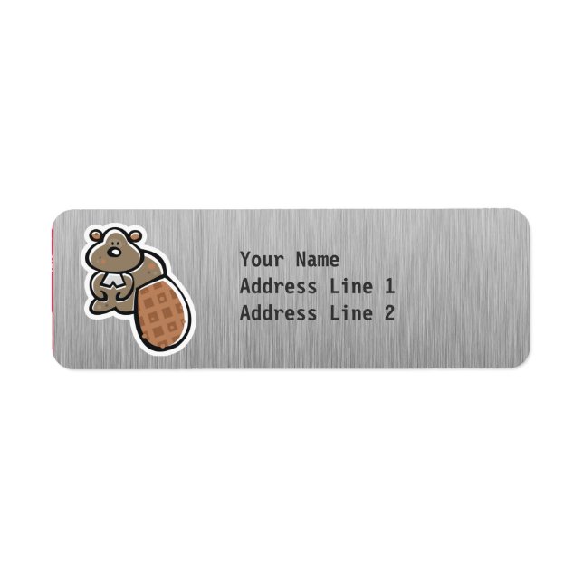 Cute Beaver; Metal-look Return Address Label (Front)