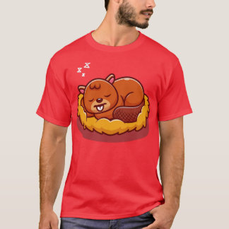 Cute Beaver Sleeping Cartoon T-Shirt