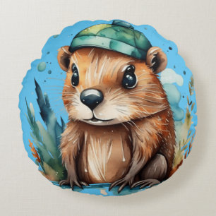 Cute beaver Throw Pillow