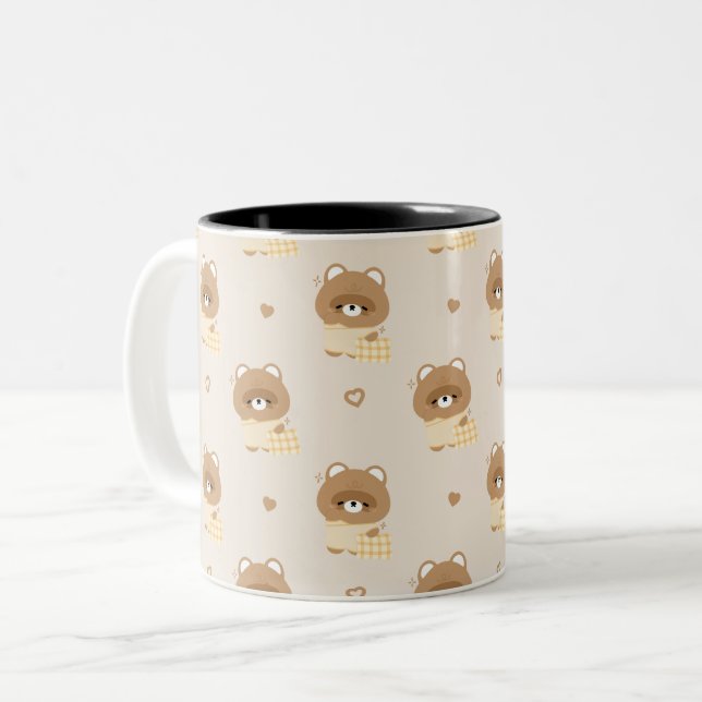 Cute Beaver Two-Tone Coffee Mug (Front Left)