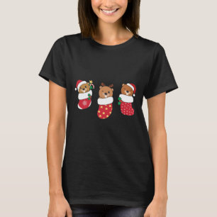 Cute Beavers In Christmas Stockings For Christmas T-Shirt