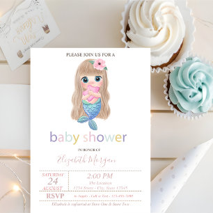 Cute Beby Mermaid Baby Shower Invitation